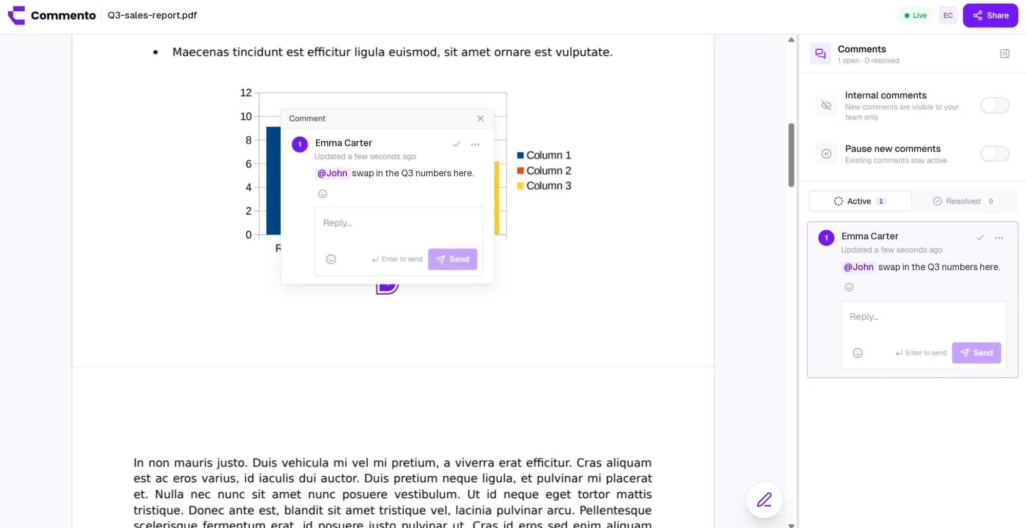 Comment on PDF documents in Commento